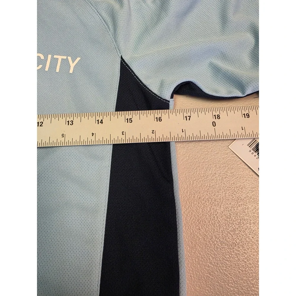 MLS Sporting Kansas City Boys Jersey Light Blue Navy Size L 12/14 96 Graphic